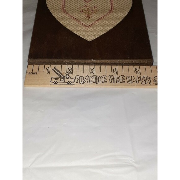 Vtg Handmade Rustic Wood Heart Frame Cross Stitch Heart Boho Country - Picture 8 of 9